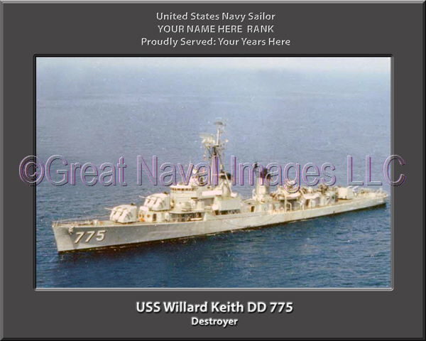 USS Willard Keith DD 775 Personalized Navy Ship Photo