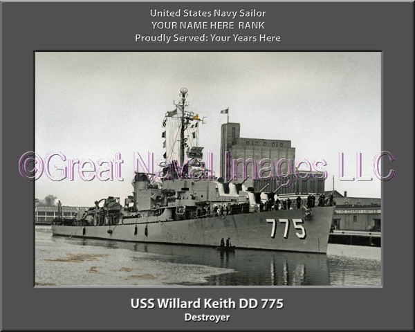 USS Willard Keith DD 775 personalized Navy Ship Photo