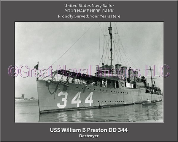 USS William B Preston DD 344 Personalized Navy Ship Photo