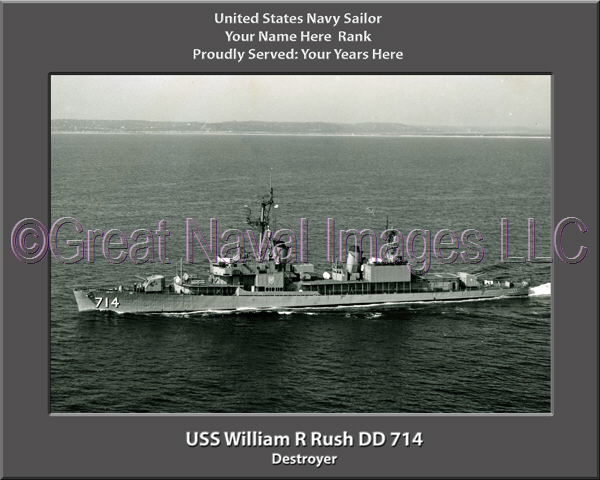USS William R Rush DD 714 Personalized Navy Ship Photo