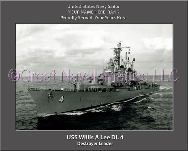 USS Willis A Lee DL 4 Personalized Ship Photo on Canvas