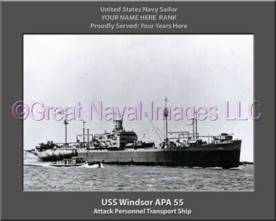 USS Windsor APA 55 Personalized Ship Photo on Canvas