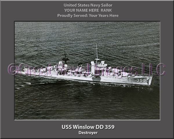 USS Winslow DD 359 Personalized Navy Ship Photo