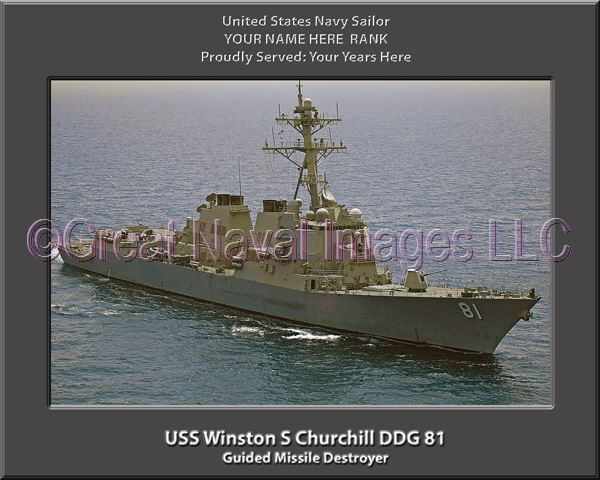 USS Winston S Churchill DDG 81 Personalized Navy Ship Photo