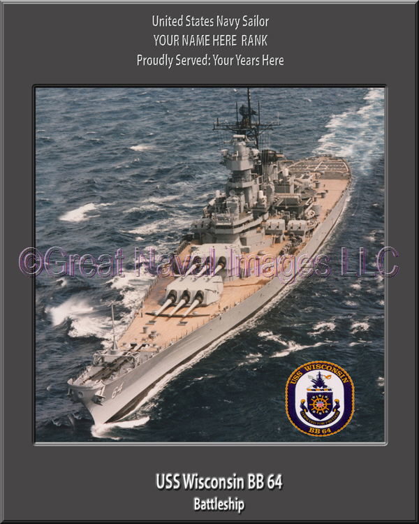 USS Wisconsin BB 64 Personalized Photo on Canvas