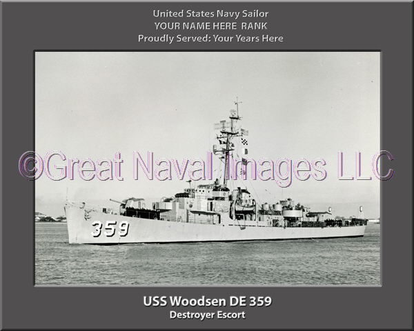 USS Woodsen DE 359 Personalized Navy Ship Photo