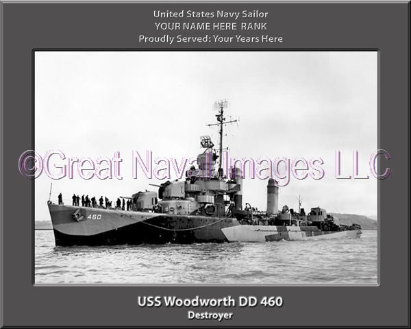 USS Woodworth DD 460 Personalized Navy Ship Photo