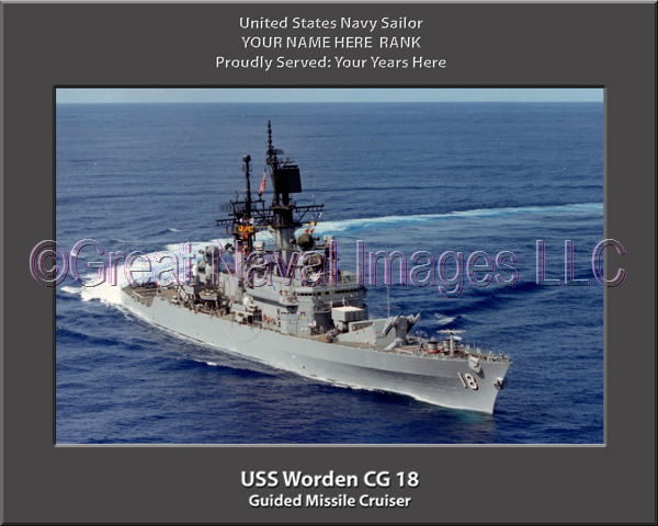 USS Worden CG 18 Personalized Navy Ship Photo on Canvas