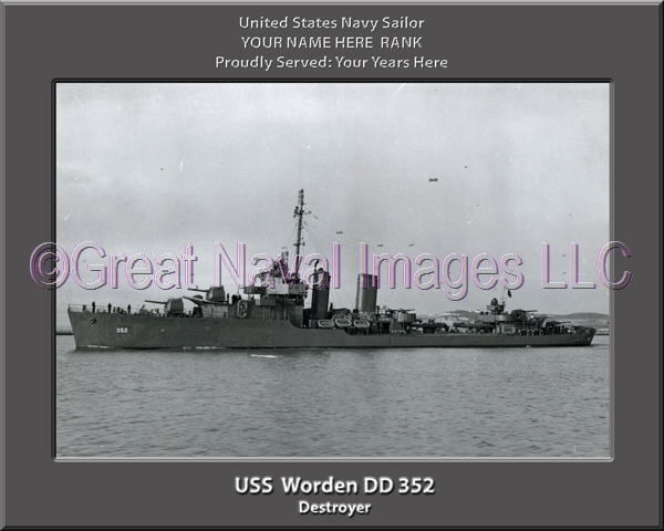 USS Worden DD 352 Personalized Navy Ship Photo