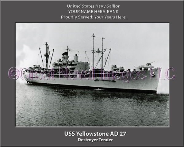 USS Yellowstone AD 27 Personalization Navy Ship Photo