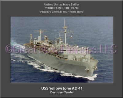 USS Yellowstone AD 41 Personalization Navy Ship Photo