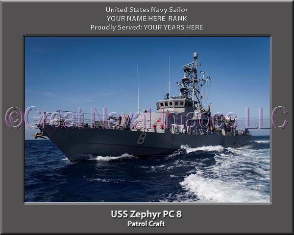 USS Zephyr PC 8 Personalized Navy Ship Photo