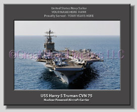 USS Harry S Truman CVN 75 Personalized Photo on Canvas