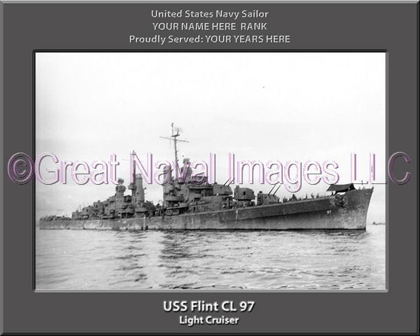 USS Flint CL 97 Personalized Navy Ship Photo Printed on Canvas