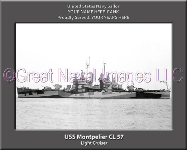 USS Montpelier CL 57 Personalized Navy Ship Photo Printed on Canvas