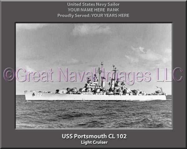 USS Potrtsmouth CL 102 Personalized Navy Ship Photo Printed on Canvas