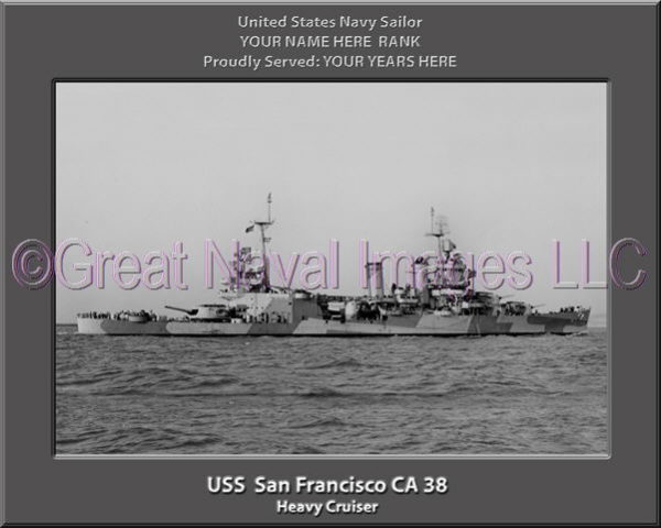 USS San Francisco CA 38 Personalized Navy Ship Photo Printed on Canvas
