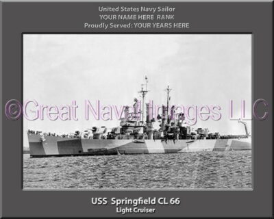 USS Springfierld CL 66 Personalized Navy Ship Photo Printed on Canvas