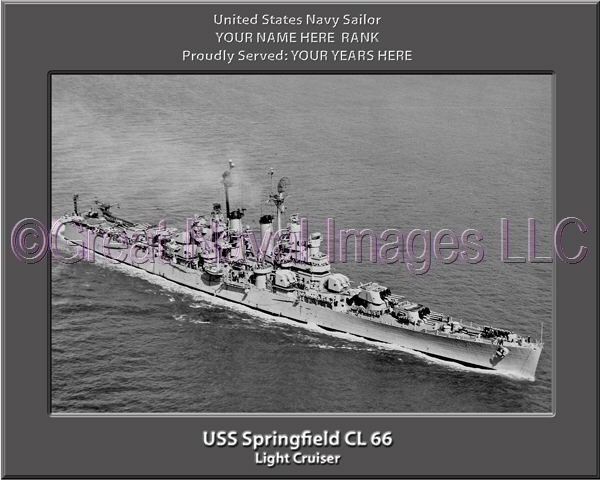 USS Springfield CL 66 Personalized Navy Ship Photo Printed on Canvas