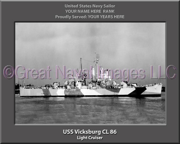 USS Vickburg CL 86 Personalized Navy Ship Photo Printed on Canvas