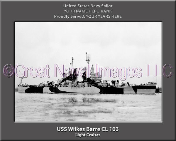 USS Wilkes Barre CL 103 Personalized Navy Ship Photo Printed on Canvas