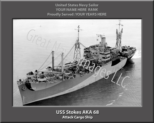 USS Stokes AKA 68 Personalized Ship Photo on Canvas
