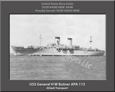 USS General H W Butner APA 113 Personalized Navy Ship Print