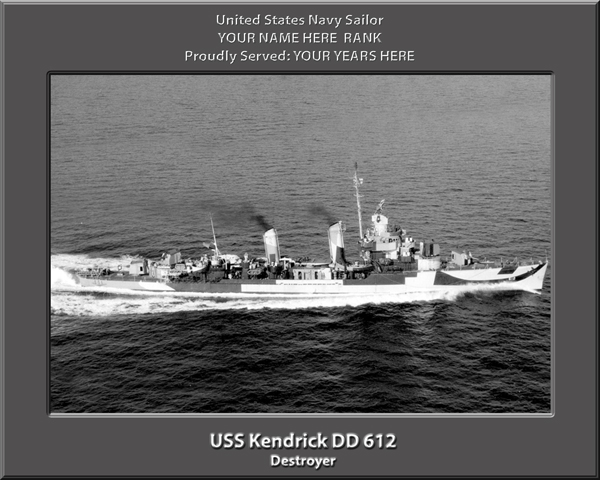 USS Kendrick DD 612 Personalized Navy Ship Photo