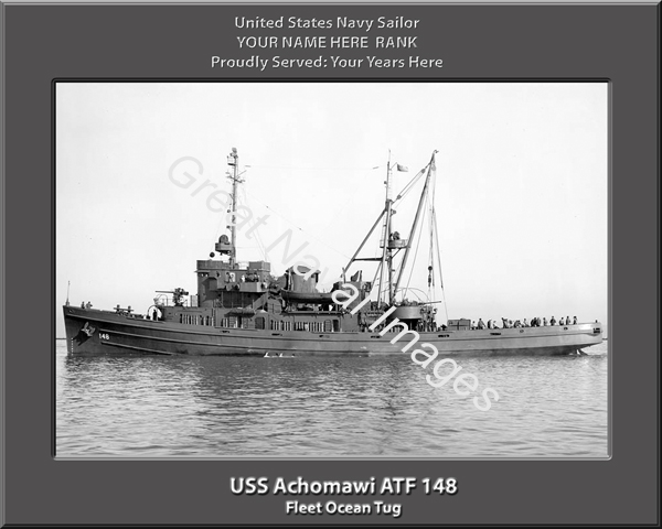 USS Achomawi ATF 148 Personalized Navy Ship Photo
