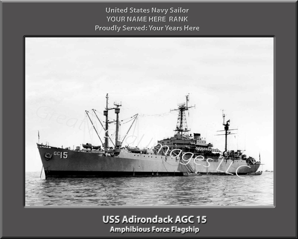 USS Adirondack AGC 15 Personalized Navy Ship Print