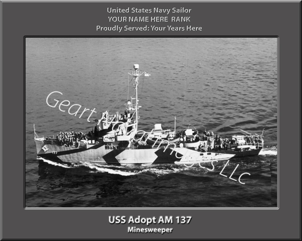 USS Adopt AM 137 Personalized Navy Ship Print