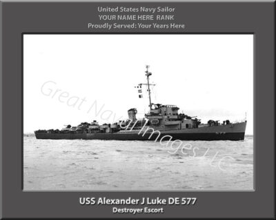 USS Alexander J Luke DE 577 Personalized Navy Ship Print