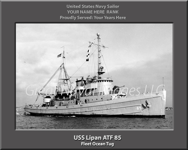 USS Lipan ATF 85 Personalized Navy Ship Print