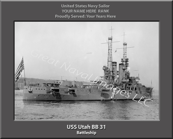 USS Utah BB 31Personalized Navy Ship Print