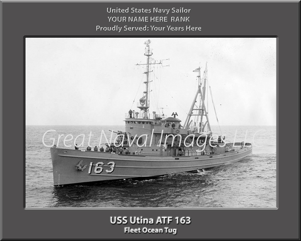 USS Utina ATF 163 Personalized Navy Ship Photo