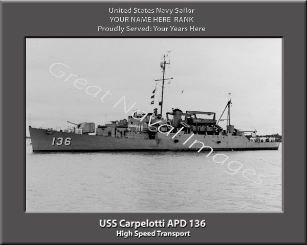 USS Carpelotti APD 136 Personalized Navy Ship Photo