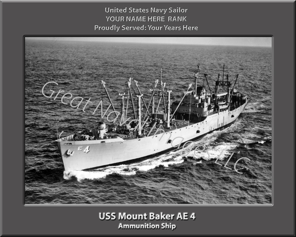 USS Mount Baker AE 4 Personalized Navy Ship Photo