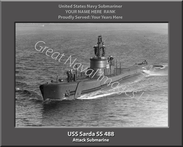 USS Sarda SS 488 Personalized Navy Sub Photo