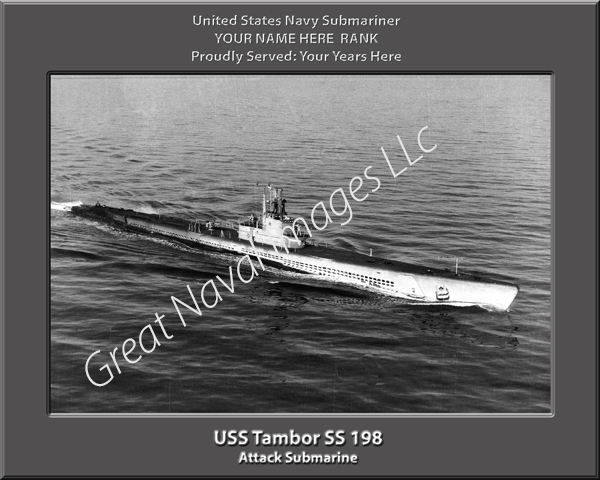 USS Tambor SS 198 Personalized Navy Ship Print
