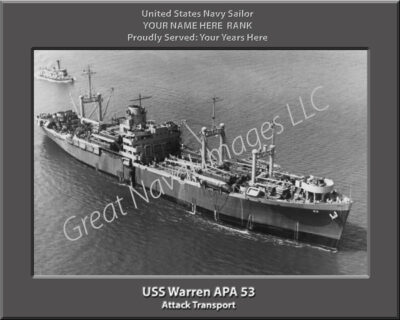 USS Warren APA 53 Personalized Navy Ship Photo