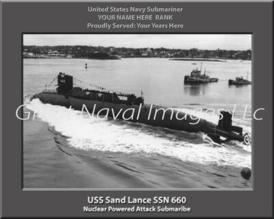 USS Sand Lance SSN 660 Personalized Navy Submarine Photo