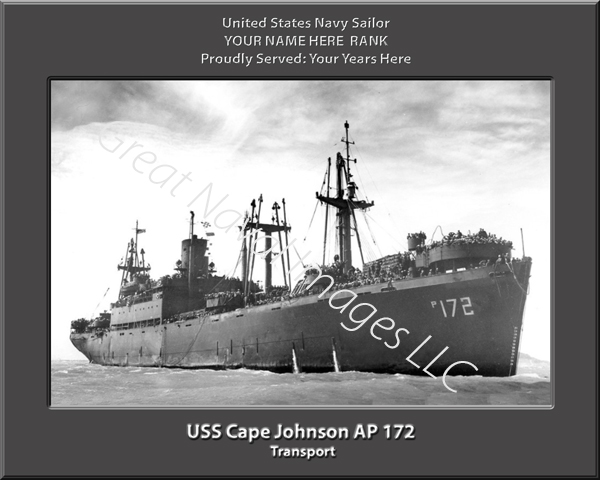 USS Cape Johnson AP 172 Personalized Navy Ship Photo