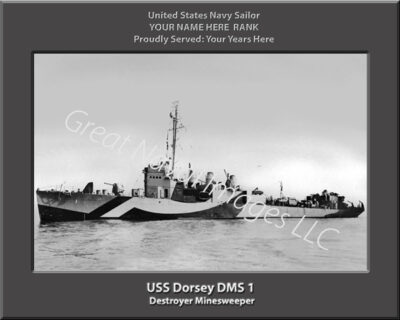 USS Dorsey DMS 1 Personalized Navy Ship Photo