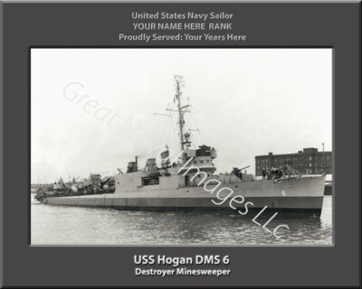 USS Hogan DMS 6 Personalized Navy Ship Photo