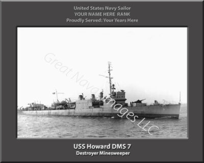 USS Howard DMS 7 Personalized Navy Ship Photo