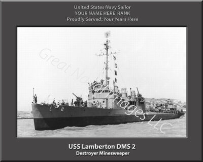 USS Lamberton DMS 2 Personalized Navy Ship Photo