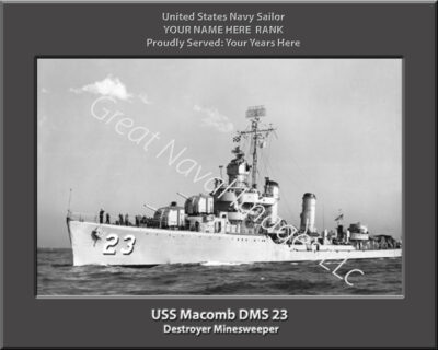 USS Macomb DMS 23 Personalized Navy Ship Photo