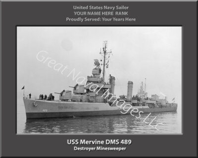 USS Mervine DMS 489 Personalized Navy Ship Photo