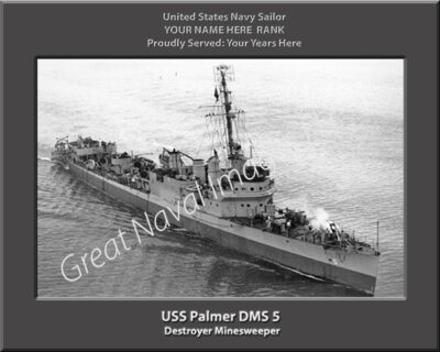 USS Palmer DMS 5 Personalized Navy Ship Photo