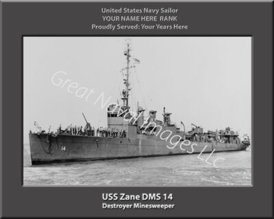 USS Zane DMS 14 Personalized Navy Ship Photo